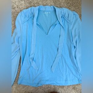LOFT Light Blue Blouse with V-Neck